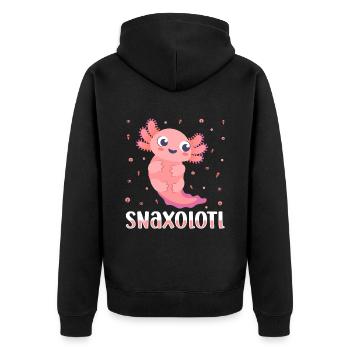 Axolotl Cute Salamander Kawaii Snaxolotl - Unisex Premium Bio Zip Hoodie - Schwarz - Hinten - Nico (187cm)