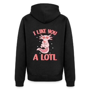 Axolotl Cute A Lotl Kawaii Animal Colorful - Unisex Premium Organic Zip Hoodie - black - Back - Nico (187cm)