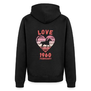Love Pferde Reiten Geburtstag Februar 1960 - Unisex Premium Bio Zip Hoodie - Schwarz - Hinten - Nico (187cm)