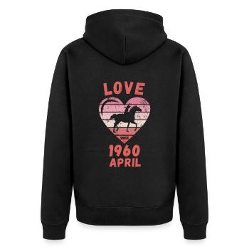 Love Pferde Reiten Geburtstag April 1960 - Unisex Premium Bio Zip Hoodie - Schwarz - Hinten - Nico (187cm)