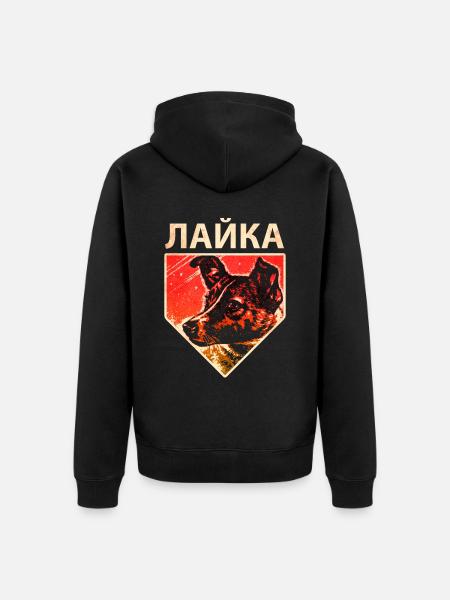 Laika - Soviet Space Dog - Unisex Premium Organic Zip Hoodie - black