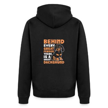 Dachshund Dog Dogs Dachshund Teckel Gift - Unisex Premium Organic Zip Hoodie - black - Back - Nico (187cm)