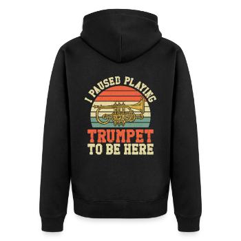 Trumpet Player Vintage Retro I - Unisex Premium Bio Zip Hoodie - Schwarz - Hinten - Nico (187cm)