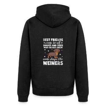 Dachshund - Unisex Premium Organic Zip Hoodie - black - Back - Nico (187cm)