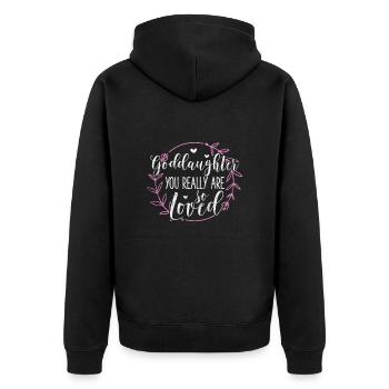 Marraine Tante Marraine Baptême Nièce Neveu Cadeau - Veste à capuche bio Premium Unisexe - noir - Dos - Nico (187cm)