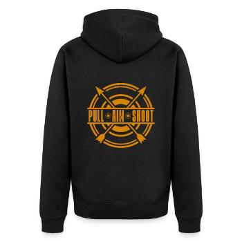 Archery Pull Aim Shoot Hunting Bowhunter Archer - Unisex Premium Bio Zip Hoodie - Schwarz - Hinten - Nico (187cm)