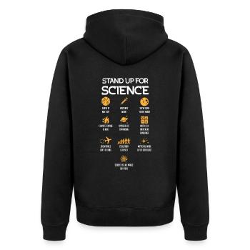 Steh Auf Für Wissenschaft, Wissenschaft - Unisex Premium Bio Zip Hoodie - Schwarz - Hinten - Nico (187cm)