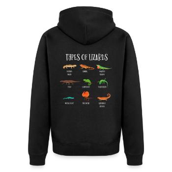 Types of lizards, lizards, reptiles - Unisex Premium Organic Zip Hoodie - black - Back - Nico (187cm)