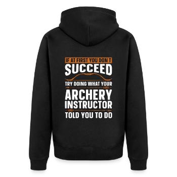 Archery If At First Crossbow Target Hunting Archer - Unisex Premium Bio Zip Hoodie - Schwarz - Hinten - Nico (187cm)
