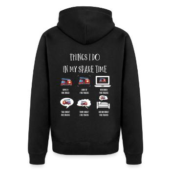 Ce que je fais, camion de pompiers, camions de pompiers - Veste à capuche bio Premium Unisexe - noir - Dos - Nico (187cm)