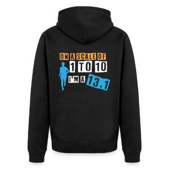 Half Marathon, Marathon, Runner - Unisex Premium Organic Zip Hoodie - black - Back - Nico (187cm)