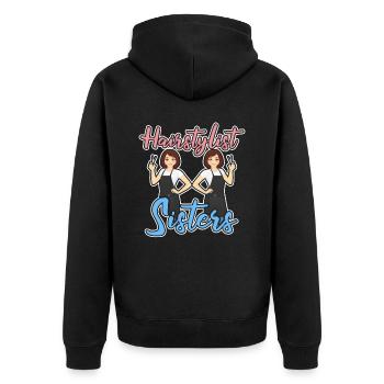 Friseur Hairstylist Schwestern - Unisex Premium Bio Zip Hoodie - Schwarz - Hinten - Nico (187cm)
