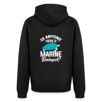 Meeresbiologie - Unisex Premium Bio Zip Hoodie - Schwarz - Hinten - Nico (187cm)