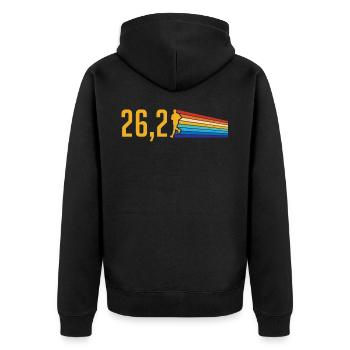 Semi-marathon, marathon, coureur - Veste à capuche bio Premium Unisexe - noir - Dos - Nico (187cm)
