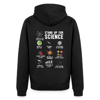 Steh Auf Für Wissenschaft, Wissenschaft - Unisex Premium Bio Zip Hoodie - Schwarz - Hinten - Nico (187cm)