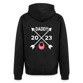 daddy 2023 daddy pregnancy birth girl father - Unisex Premium Organic Zip Hoodie - black - Back - Nico (187cm)