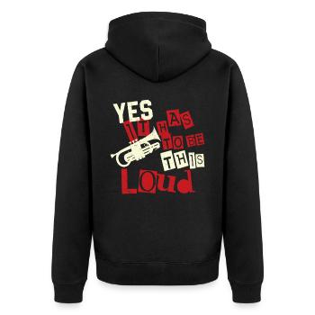 Trumpet Player Vintage Yes It Has - Unisex Premium Bio Zip Hoodie - Schwarz - Hinten - Nico (187cm)