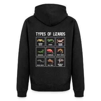 Types of lizards, lizards, reptiles - Unisex Premium Organic Zip Hoodie - black - Back - Nico (187cm)