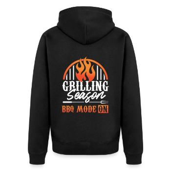 Barbeque Grillen BBQ Modus auf Griller - Unisex Premium Bio Zip Hoodie - Schwarz - Hinten - Nico (187cm)