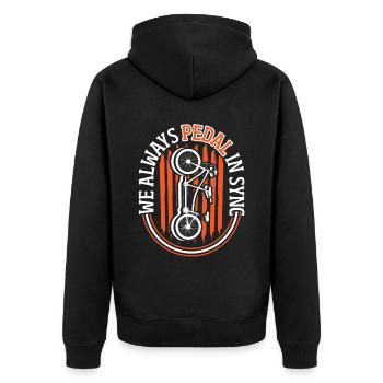Biker cyclist ride always pedal in step - Unisex Premium Organic Zip Hoodie - black - Back - Nico (187cm)