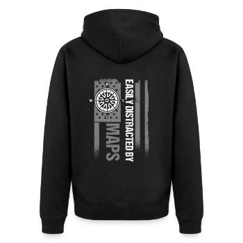 Kartograph Patriotische US Flagge - Unisex Premium Bio Zip Hoodie - Schwarz - Hinten - Nico (187cm)