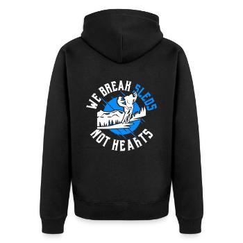 Winterabenteuer Schneemobilfahren Schneemobilfahre - Unisex Premium Bio Zip Hoodie - Schwarz - Hinten - Nico (187cm)