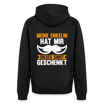 Großvater Großpapa Opi Opa - Unisex Premium Bio Zip Hoodie - Schwarz - Hinten - Nico (187cm)