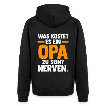 Großvater Großpapa Opi Opa - Unisex Premium Bio Zip Hoodie - Schwarz - Hinten - Nico (187cm)