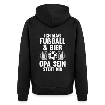 Großvater Großpapa Opi Fußball Bier Opa - Unisex Premium Bio Zip Hoodie - Schwarz - Hinten - Nico (187cm)