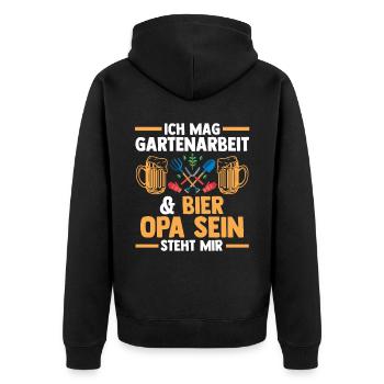 Großvater Großpapa Opi Garten Gartenarbeit Opa - Unisex Premium Bio Zip Hoodie - Schwarz - Hinten - Nico (187cm)