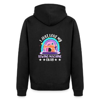 Machine Quilting Seamstressin Rainbow Knitting Quilt - Unisex Premium Organic Zip Hoodie - black - Back - Nico (187cm)