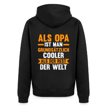Großvater Großpapa Opi Opa - Unisex Premium Bio Zip Hoodie - Schwarz - Hinten - Nico (187cm)