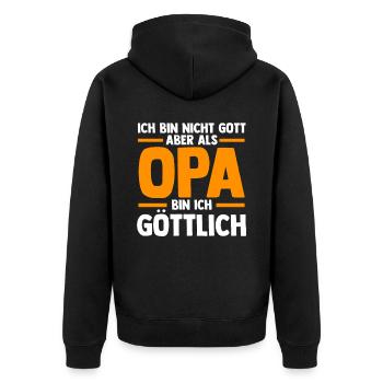 Großvater Großpapa Opi Opa - Unisex Premium Bio Zip Hoodie - Schwarz - Hinten - Nico (187cm)