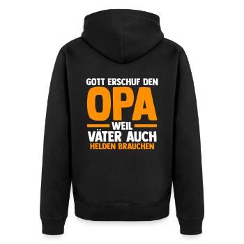 Großvater Großpapa Opi Opa - Unisex Premium Bio Zip Hoodie - Schwarz - Hinten - Nico (187cm)