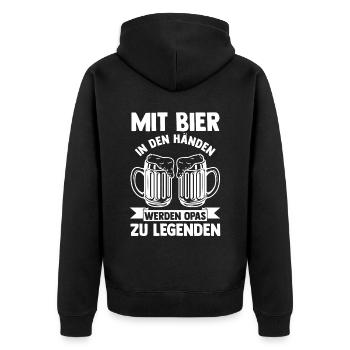 Großvater Großpapa Bier Opi Opa - Unisex Premium Bio Zip Hoodie - Schwarz - Hinten - Nico (187cm)