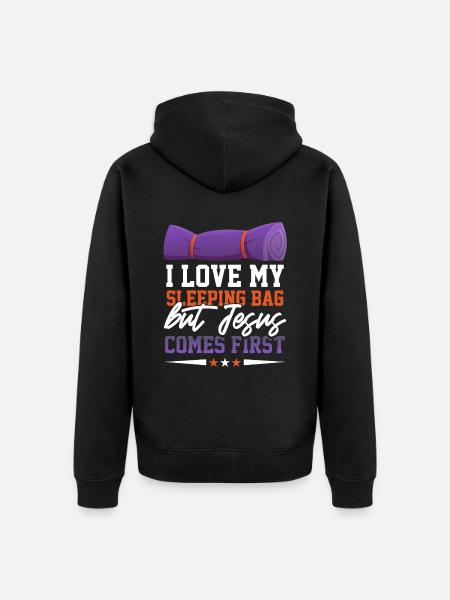 Jesus Natur Rucksacktourist Bergsteiger - Unisex Premium Bio Zip Hoodie - Schwarz