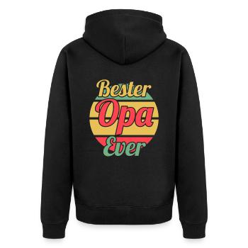 Großvater Großpapa Opi Opa - Unisex Premium Bio Zip Hoodie - Schwarz - Hinten - Nico (187cm)