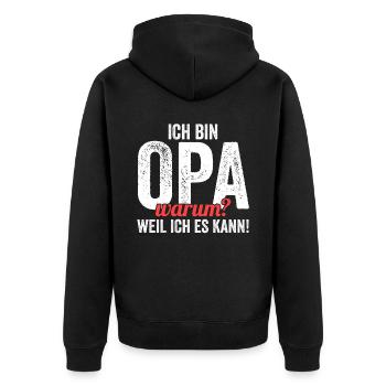 Großvater Großpapa Opi Opa - Unisex Premium Bio Zip Hoodie - Schwarz - Hinten - Nico (187cm)