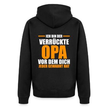 Großvater Großpapa Opi Opa - Unisex Premium Bio Zip Hoodie - Schwarz - Hinten - Nico (187cm)