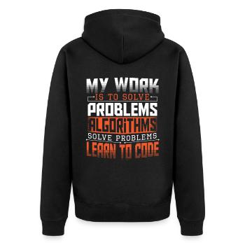 HTML Computeringenieur Hacker - Unisex Premium Bio Zip Hoodie - Schwarz - Hinten - Nico (187cm)