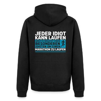 Halbmarathon, Marathon, Läufer - Unisex Premium Bio Zip Hoodie - Schwarz - Hinten - Nico (187cm)