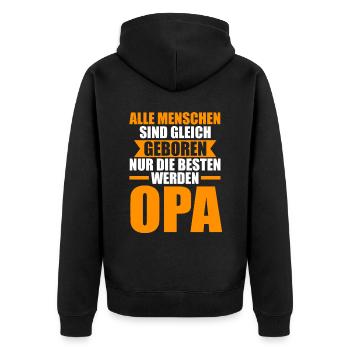 Großvater Großpapa Opi Opa - Unisex Premium Bio Zip Hoodie - Schwarz - Hinten - Nico (187cm)