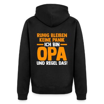 Großvater Großpapa Opi Opa - Unisex Premium Bio Zip Hoodie - Schwarz - Hinten - Nico (187cm)