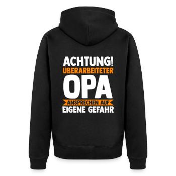 Großvater Großpapa Opi Opa - Unisex Premium Bio Zip Hoodie - Schwarz - Hinten - Nico (187cm)