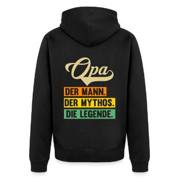 Großvater Großpapa Opi Opa - Unisex Premium Bio Zip Hoodie - Schwarz - Hinten - Nico (187cm)