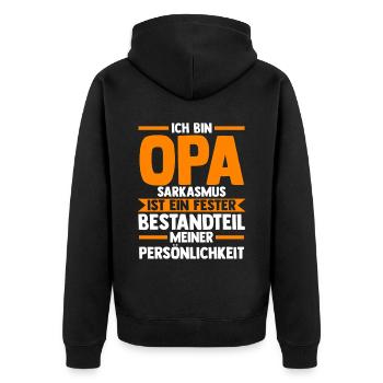 Großvater Großpapa Opi Opa - Unisex Premium Bio Zip Hoodie - Schwarz - Hinten - Nico (187cm)