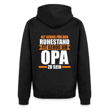 Großvater Großpapa Opi Opa - Unisex Premium Bio Zip Hoodie - Schwarz - Hinten - Nico (187cm)