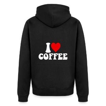 I love coffee - Unisex Premium Bio Zip Hoodie - Schwarz - Hinten - Nico (187cm)