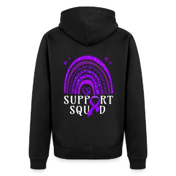Premature Birth Conscious Purple Bow - Unisex Premium Organic Zip Hoodie - black - Back - Nico (187cm)