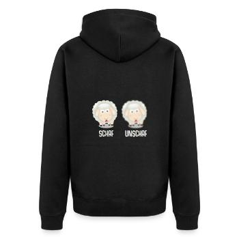Schaf unschaf - Unisex Premium Bio Zip Hoodie - Schwarz - Hinten - Nico (187cm)